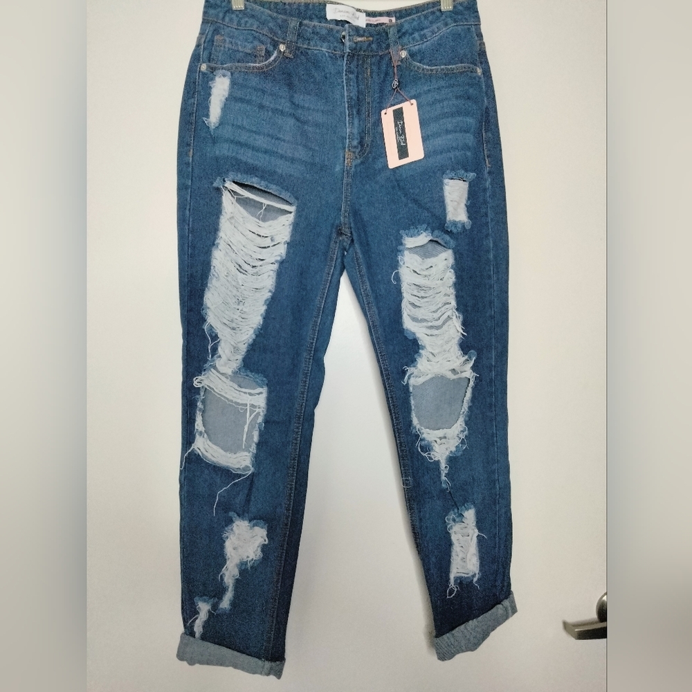 Denim Blvd Los Angeles (Size 7) Boyfriend Distressed Denim Jeans (NWT) - Picture 9 of 9